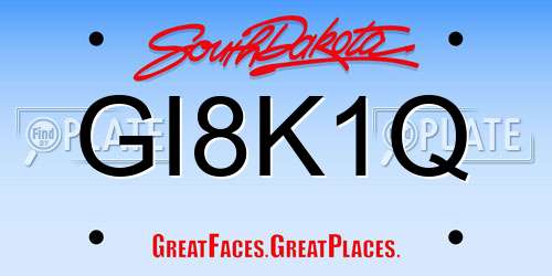 GI8K1Q South Dakota License Plate
