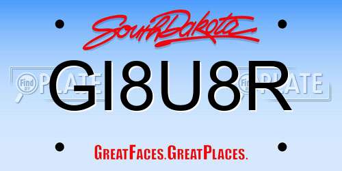 GI8U8R South Dakota License Plate