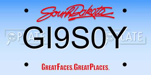 GI9S0Y South Dakota License Plate