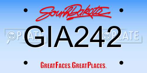 GIA242 South Dakota License Plate
