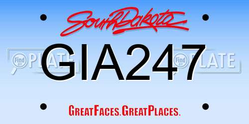 GIA247 South Dakota License Plate