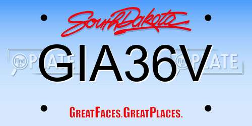 GIA36V South Dakota License Plate