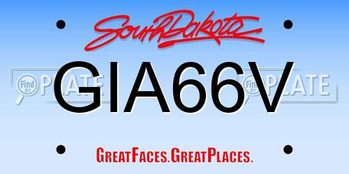 GIA66V South Dakota License Plate