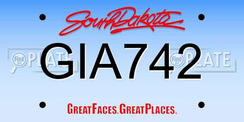 GIA742 South Dakota License Plate