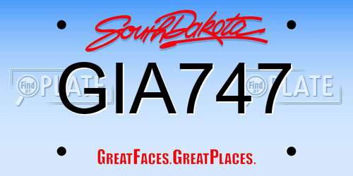 GIA747 South Dakota License Plate
