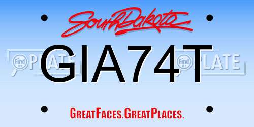 GIA74T South Dakota License Plate