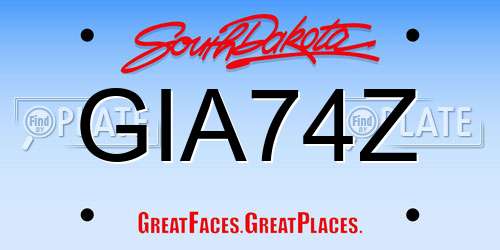 GIA74Z South Dakota License Plate