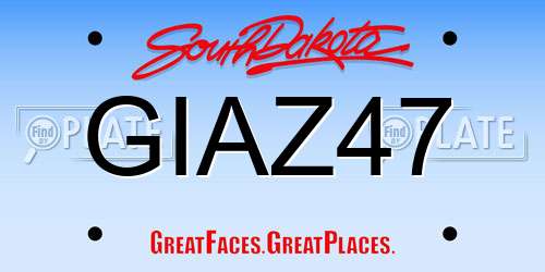 GIAZ47 South Dakota License Plate