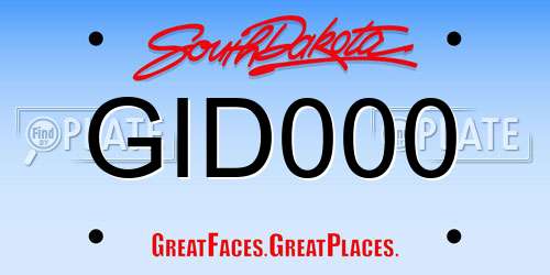 GID000 South Dakota License Plate