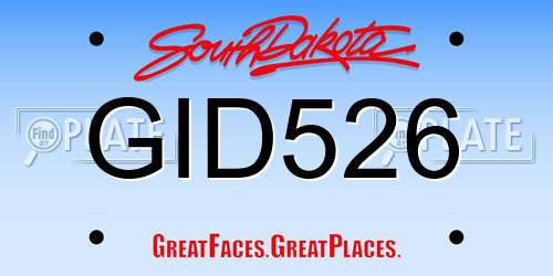 GID526 South Dakota License Plate