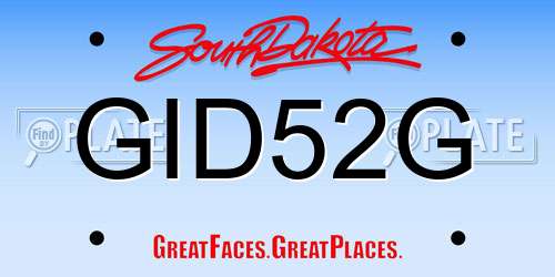 GID52G South Dakota License Plate