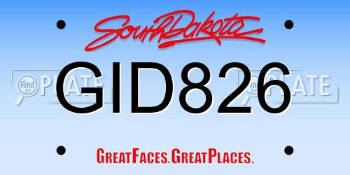 GID826 South Dakota License Plate