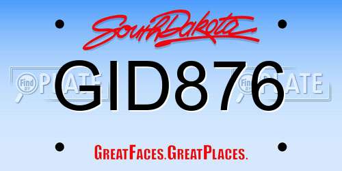 GID876 South Dakota License Plate