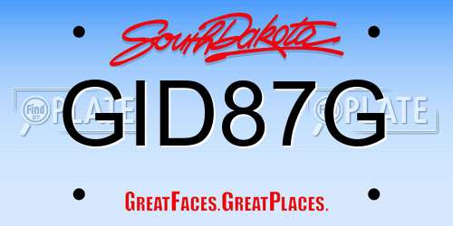 GID87G South Dakota License Plate