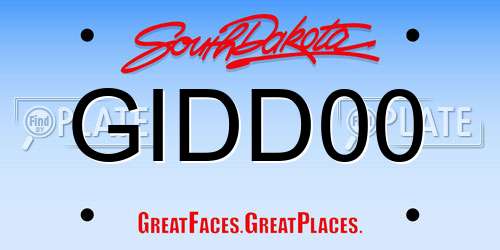 GIDD00 South Dakota License Plate