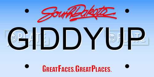 GIDDYUP South Dakota License Plate
