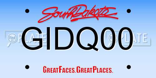 GIDQ00 South Dakota License Plate