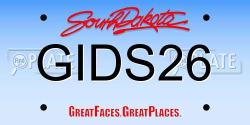 GIDS26 South Dakota License Plate