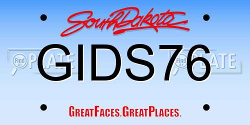 GIDS76 South Dakota License Plate