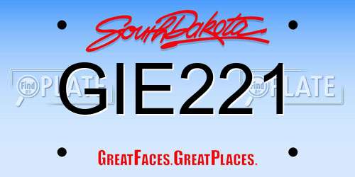 GIE221 South Dakota License Plate