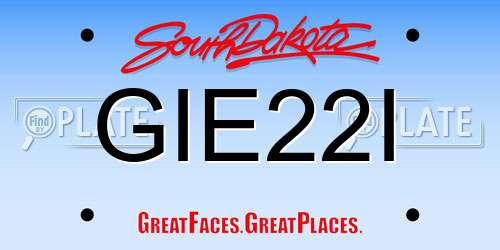 GIE22I South Dakota License Plate