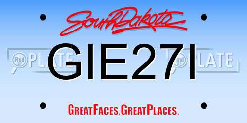 GIE27I South Dakota License Plate