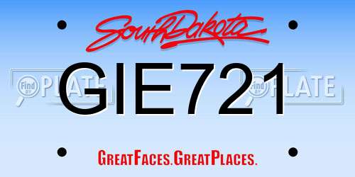 GIE721 South Dakota License Plate