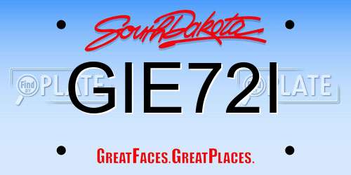 GIE72I South Dakota License Plate
