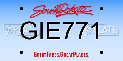 GIE771 South Dakota License Plate