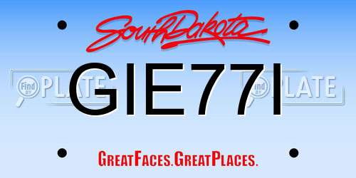 GIE77I South Dakota License Plate