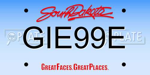 GIE99E South Dakota License Plate