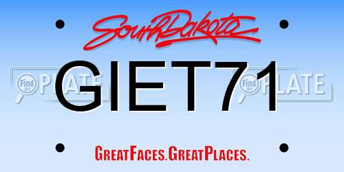 GIET71 South Dakota License Plate