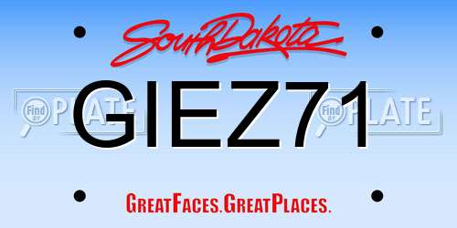 GIEZ71 South Dakota License Plate