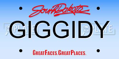 GIGGIDY South Dakota License Plate