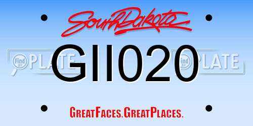 GII020 South Dakota License Plate