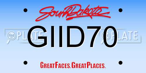 GIID70 South Dakota License Plate