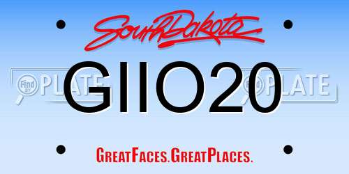 GIIO20 South Dakota License Plate