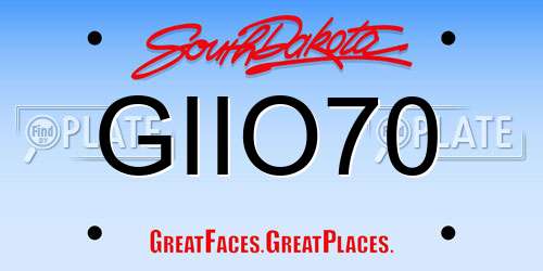 GIIO70 South Dakota License Plate