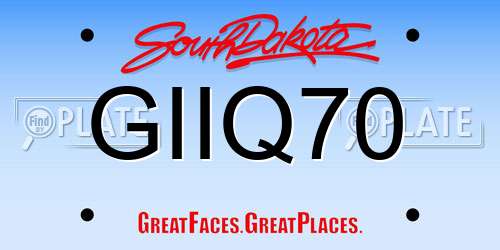 GIIQ70 South Dakota License Plate