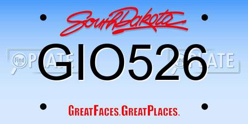 GIO526 South Dakota License Plate