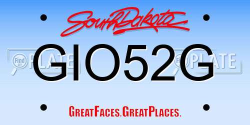 GIO52G South Dakota License Plate