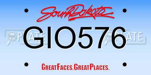 GIO576 South Dakota License Plate