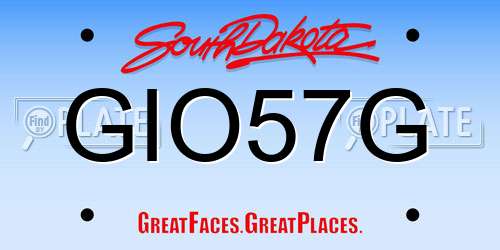 GIO57G South Dakota License Plate