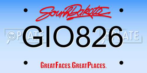 GIO826 South Dakota License Plate