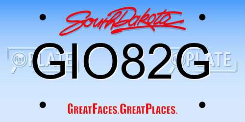 GIO82G South Dakota License Plate