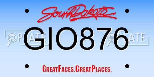 GIO876 South Dakota License Plate