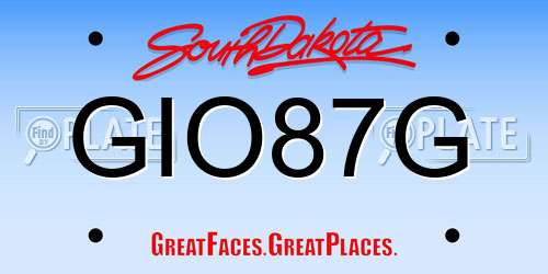 GIO87G South Dakota License Plate