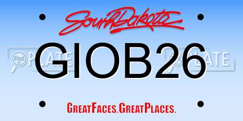 GIOB26 South Dakota License Plate
