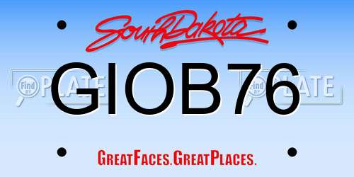 GIOB76 South Dakota License Plate
