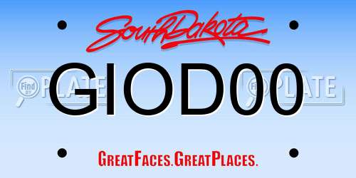 GIOD00 South Dakota License Plate